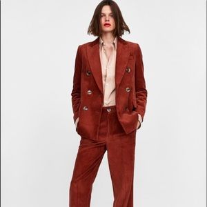 Zara double breasted corduroy Blazer and Pants Set